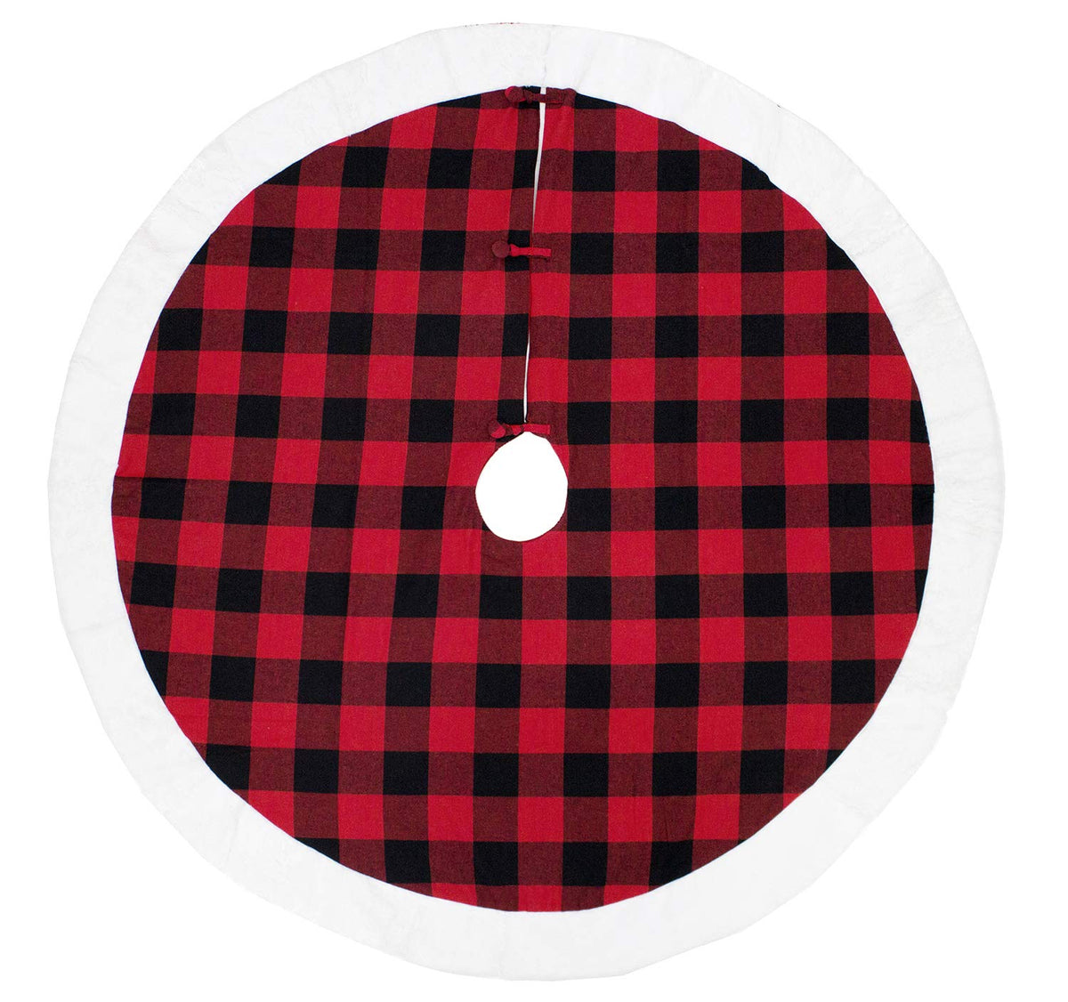 Red & Black Buffalo Plaid Christmas Tree Skirt (53")
