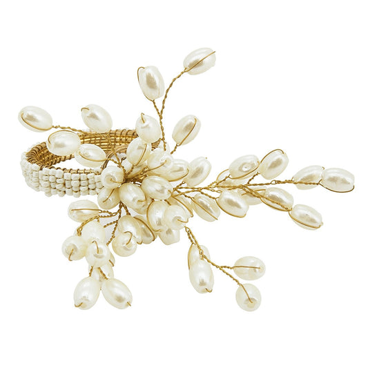 Ronds de serviette à perles motif fleur