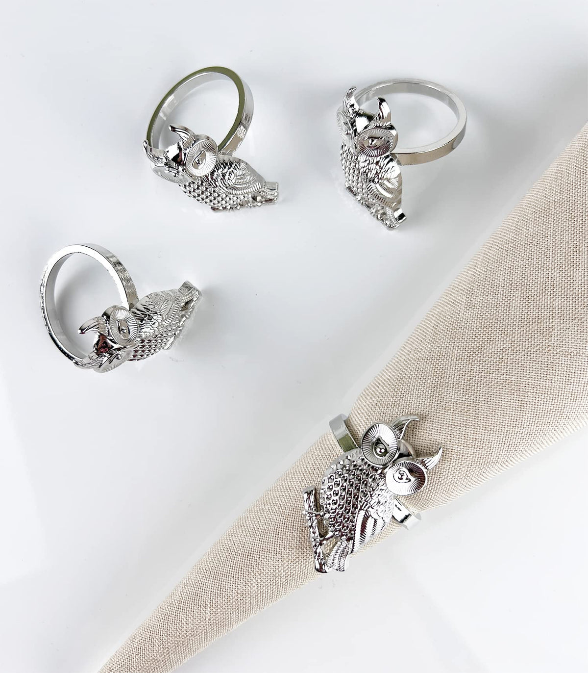 Perched Owl Metal Napkin Rings