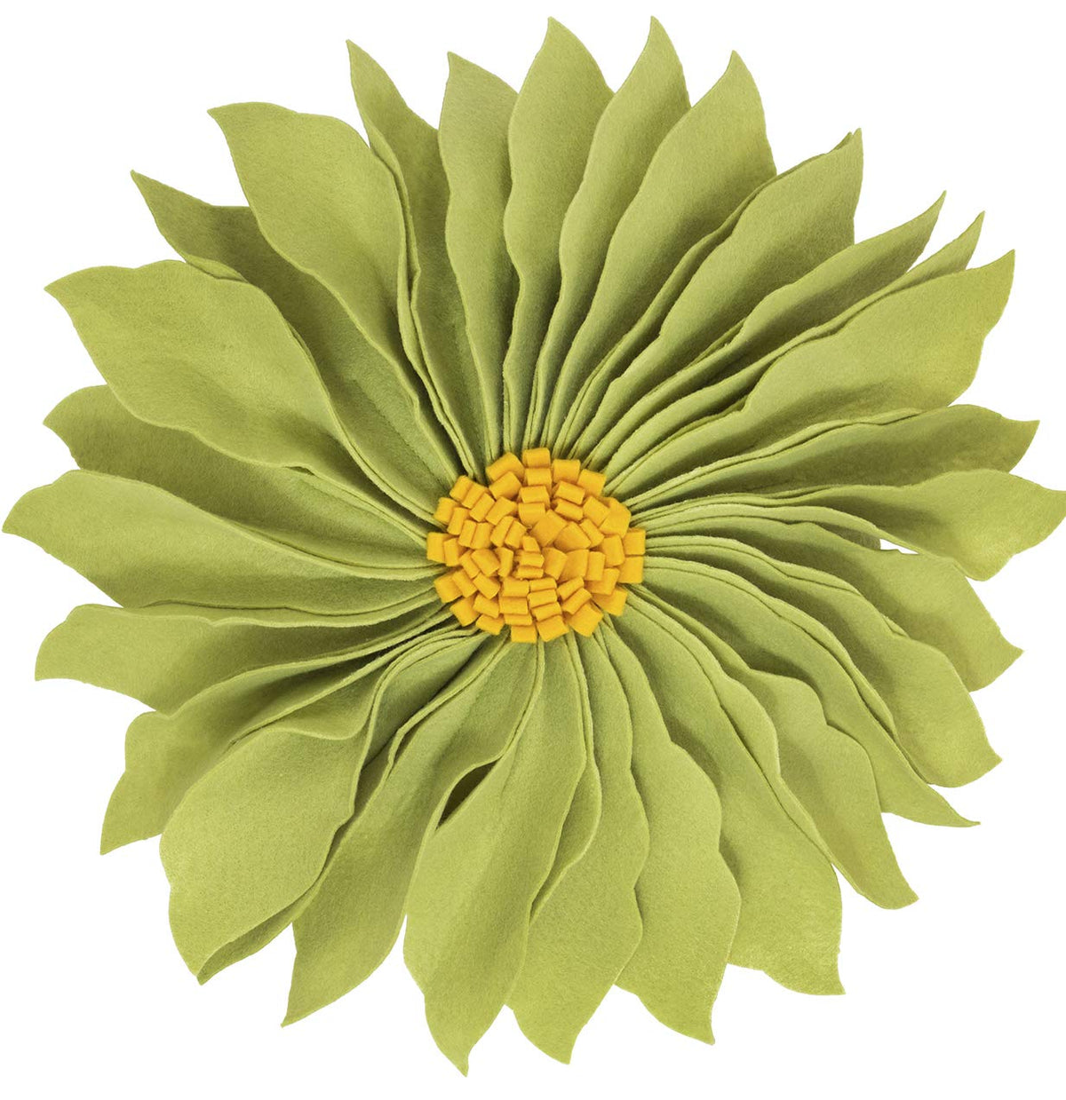 Fennco Styles Handmade Garden 3D Sunflower Decorative Filled Throw Pillow 13" Round - Gold Floral Pillow for Couch, Living Room and Bedroom Décor