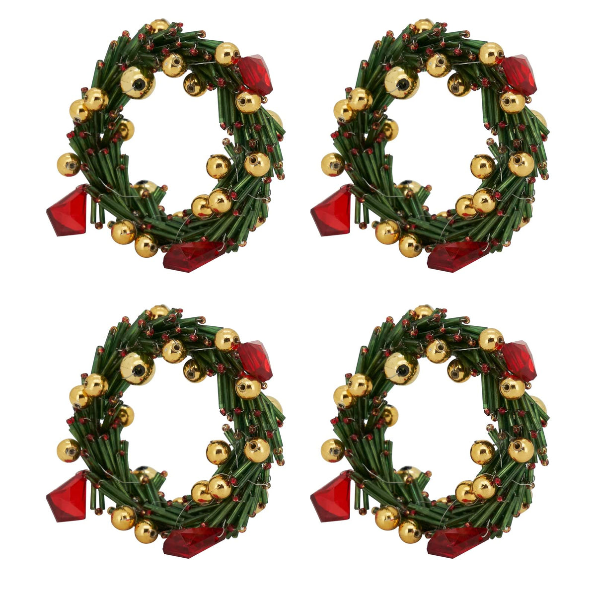 Hand Beaded Christmas Wreath Decorative Napkin Rings