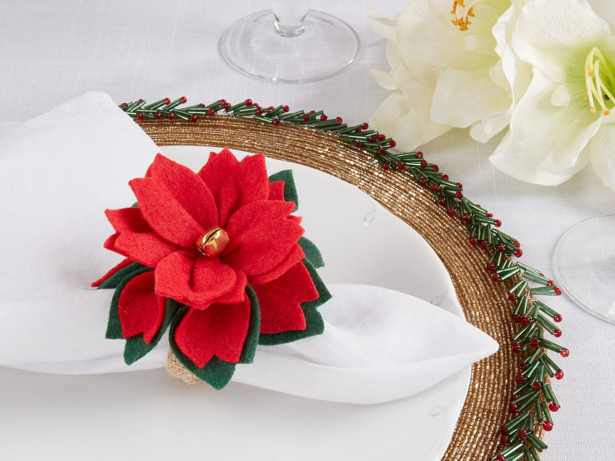 Felt Poinsettia Holiday Napkin Rings