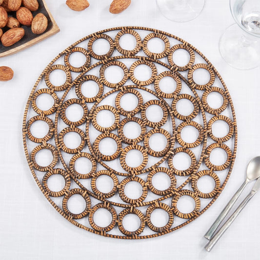 Tovaglietta rotonda intrecciata in rattan, 38 cm