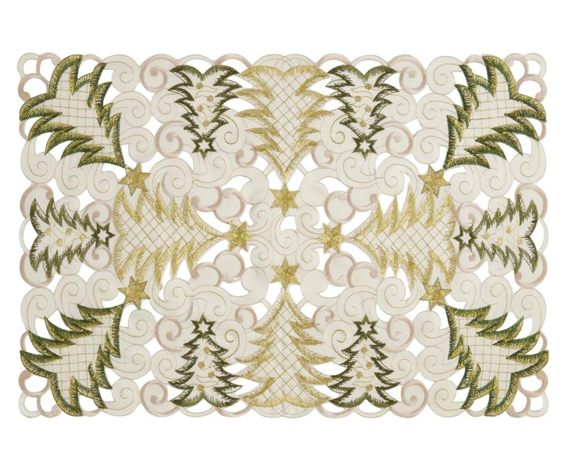 Embroidered Christmas Tree Cutwork Tablecloths