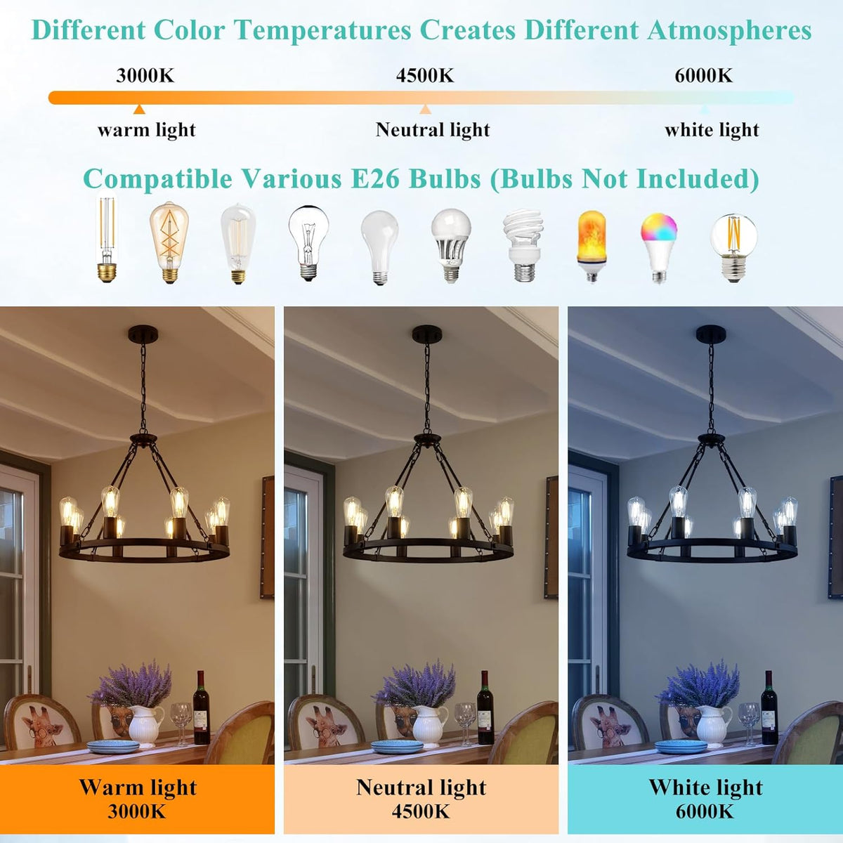 8 Lights Wagon Wheel Chandelier