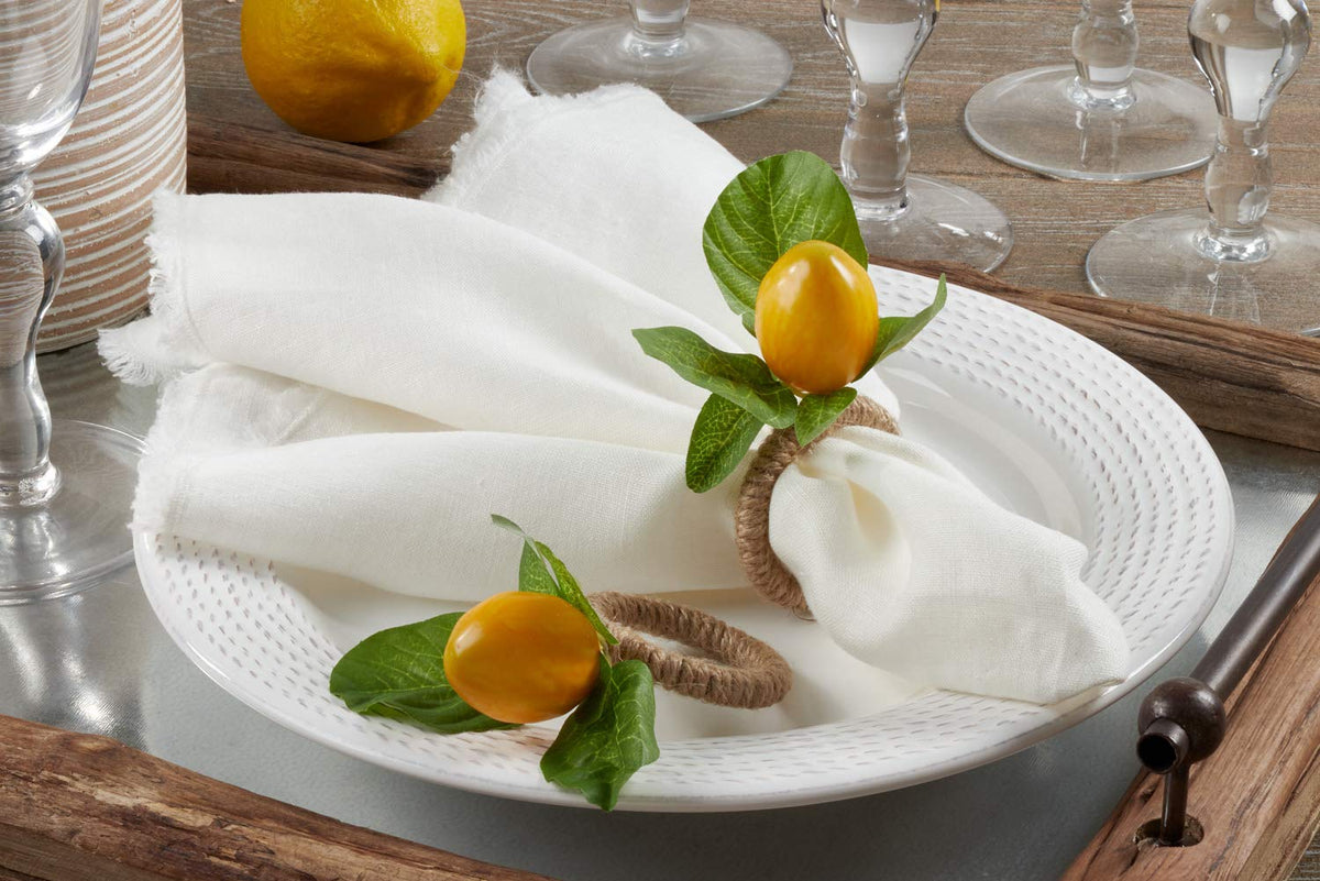 Decorative Lemon with Vine Design Napkin Rings