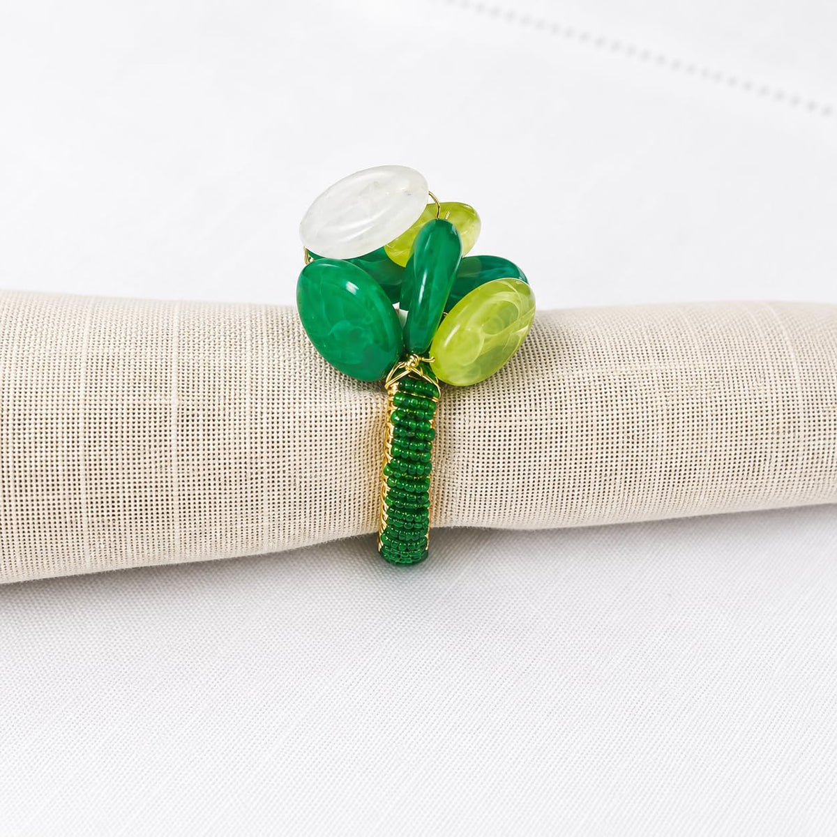 Brown Gemstone Beaded Napkin Rings