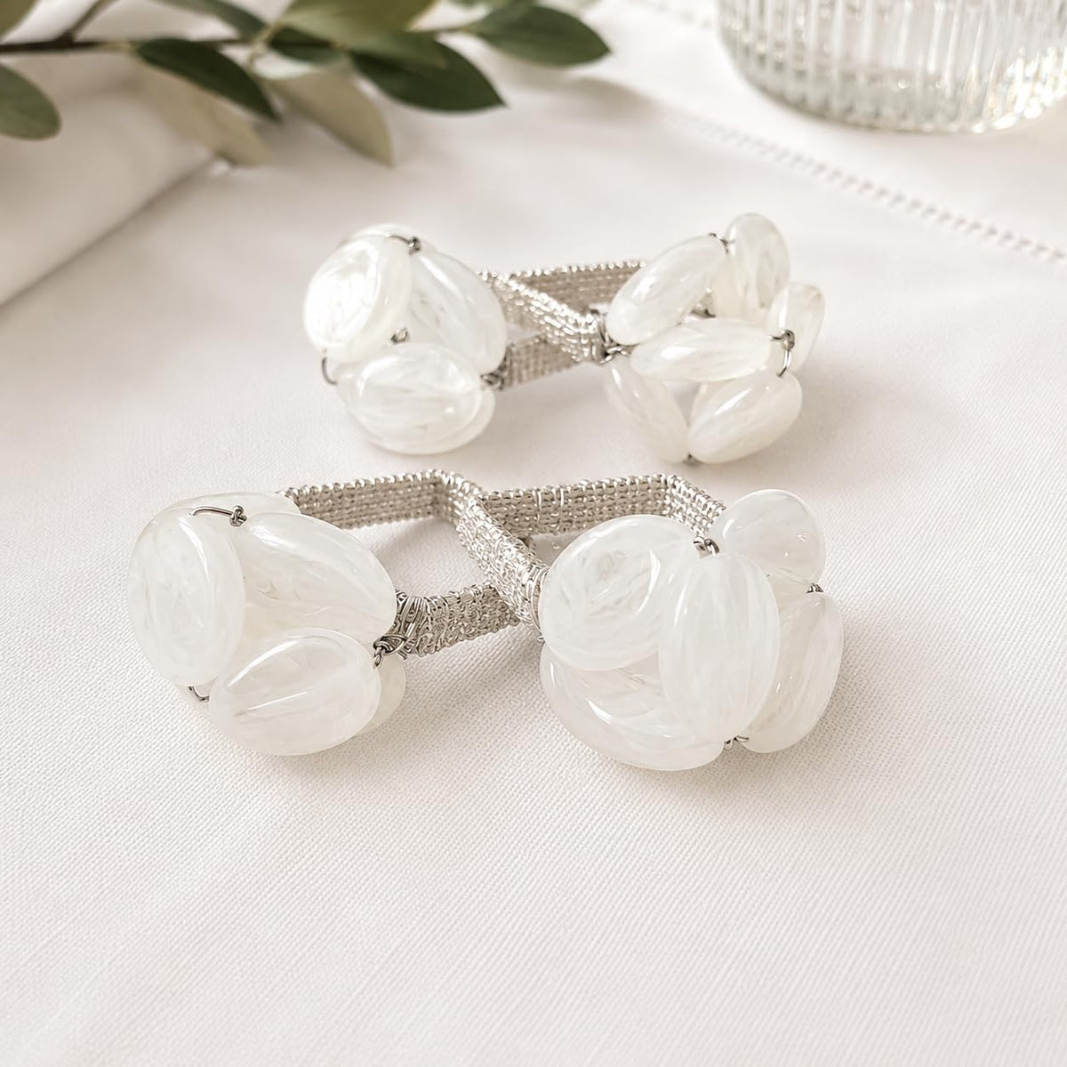 Brown Gemstone Beaded Napkin Rings