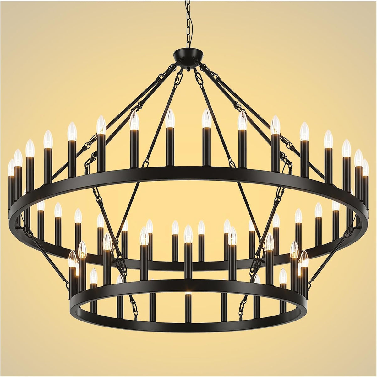 2 Tier Farmhouse Wagon Wheel Chandelier