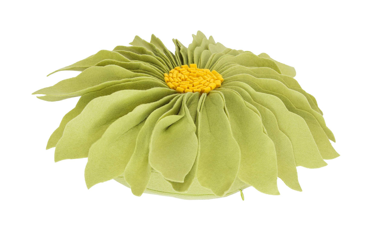 Fennco Styles Handmade Garden 3D Sunflower Decorative Filled Throw Pillow 13" Round - Gold Floral Pillow for Couch, Living Room and Bedroom Décor