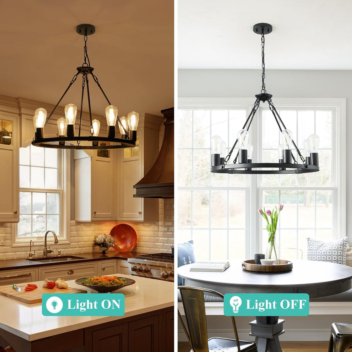 8 Lights Wagon Wheel Chandelier