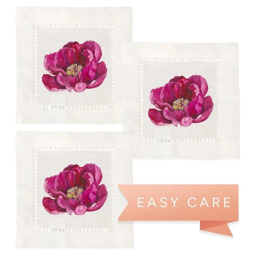 Hemstitch Napkins - Peony (Set of 6)