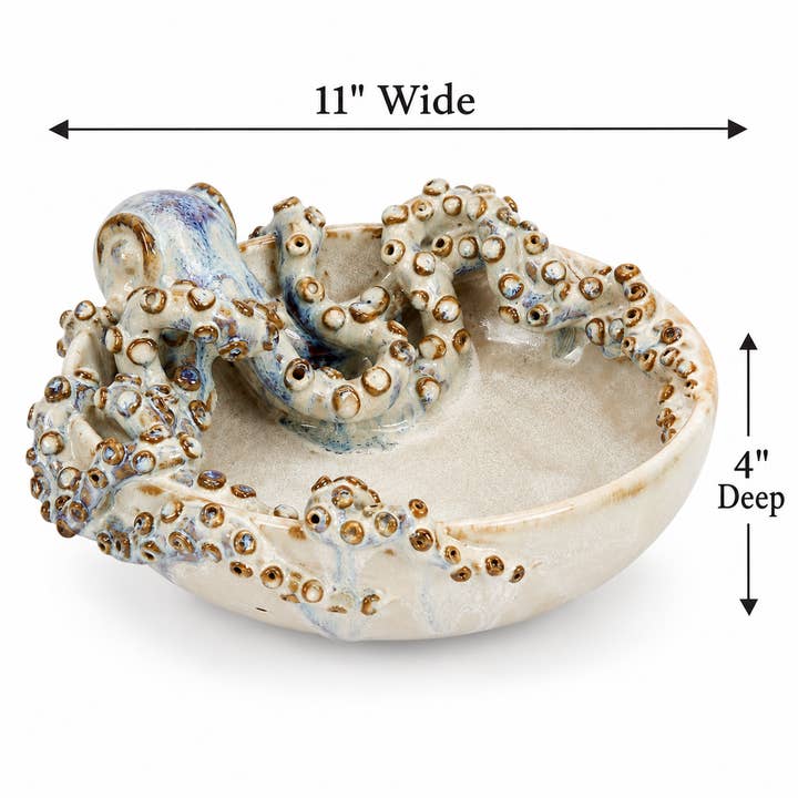 Octopus Ceramic Bowl Cream Soft Blue