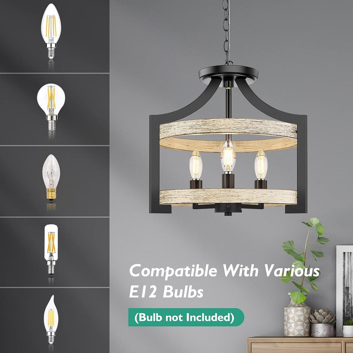 3-Light Rustic Farmhouse Pendant Light