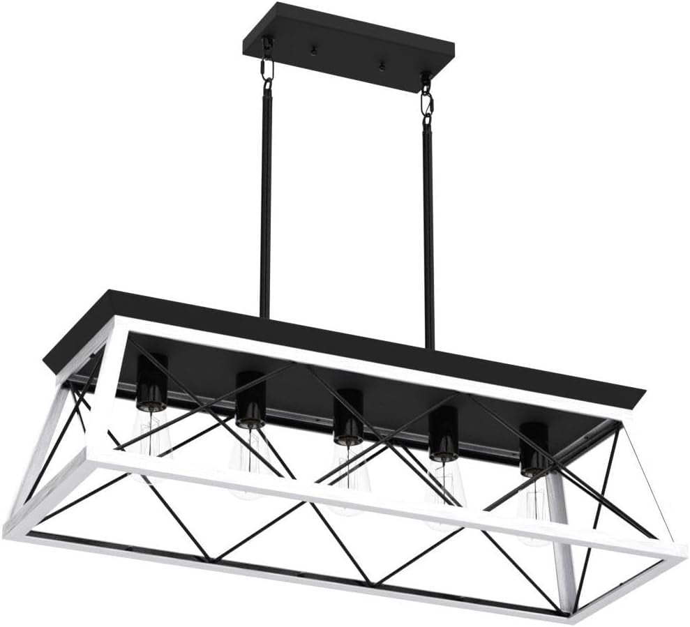 5-Light Farmhouse Pendant Linear Chandelier