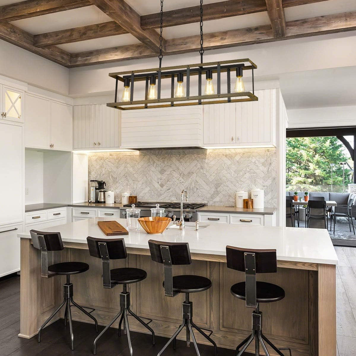 5 Light Farmhouse Linear Chandelier