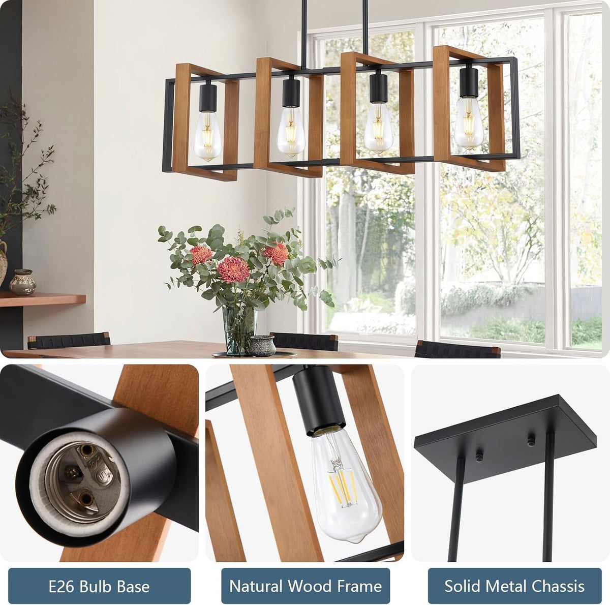 Farmhouse Linear Semi-Caged Chandelier