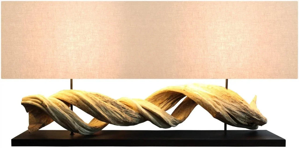 Sculpted Vine Table Lamp with Natural Jute Linen Shade