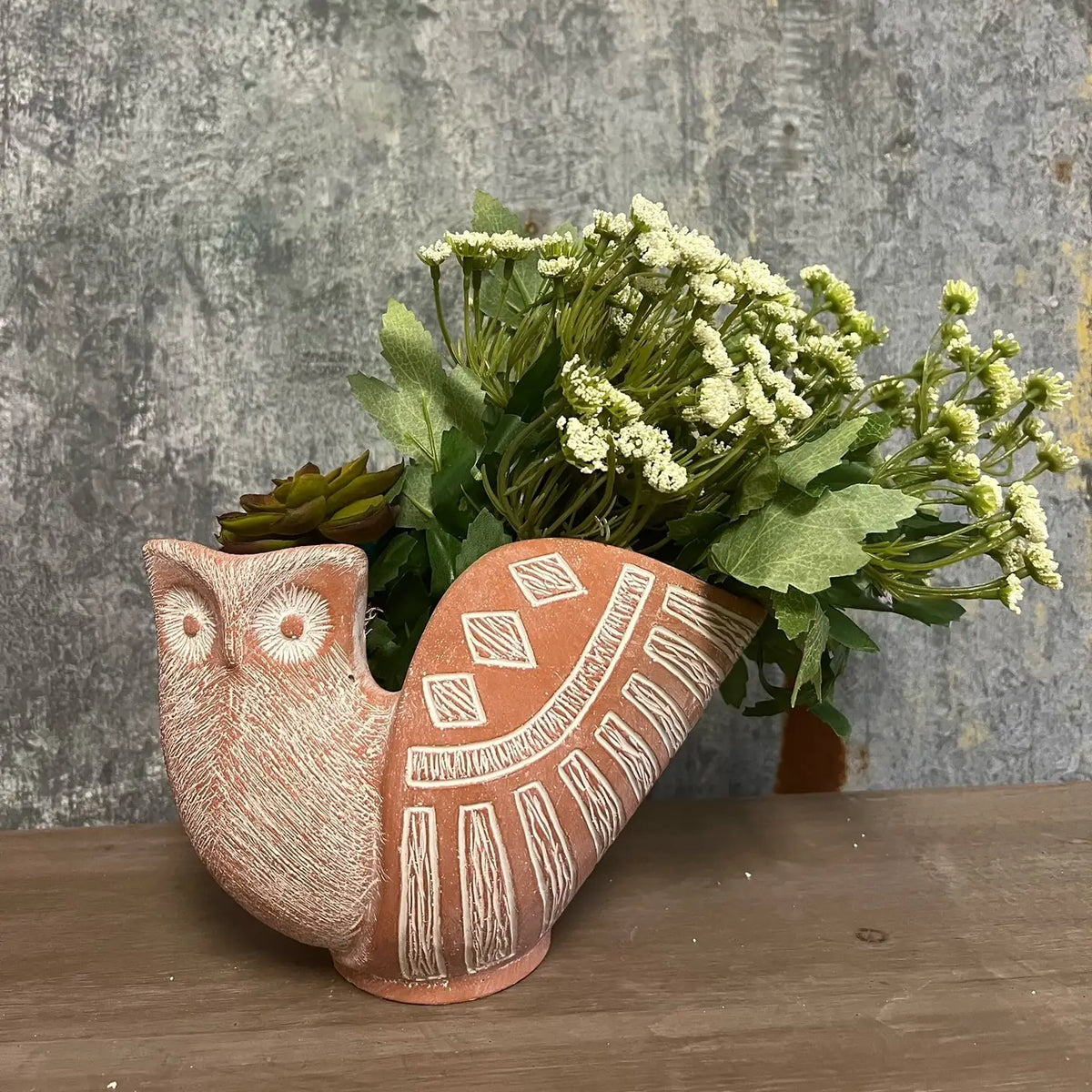 CEMENT OWL PLANTER