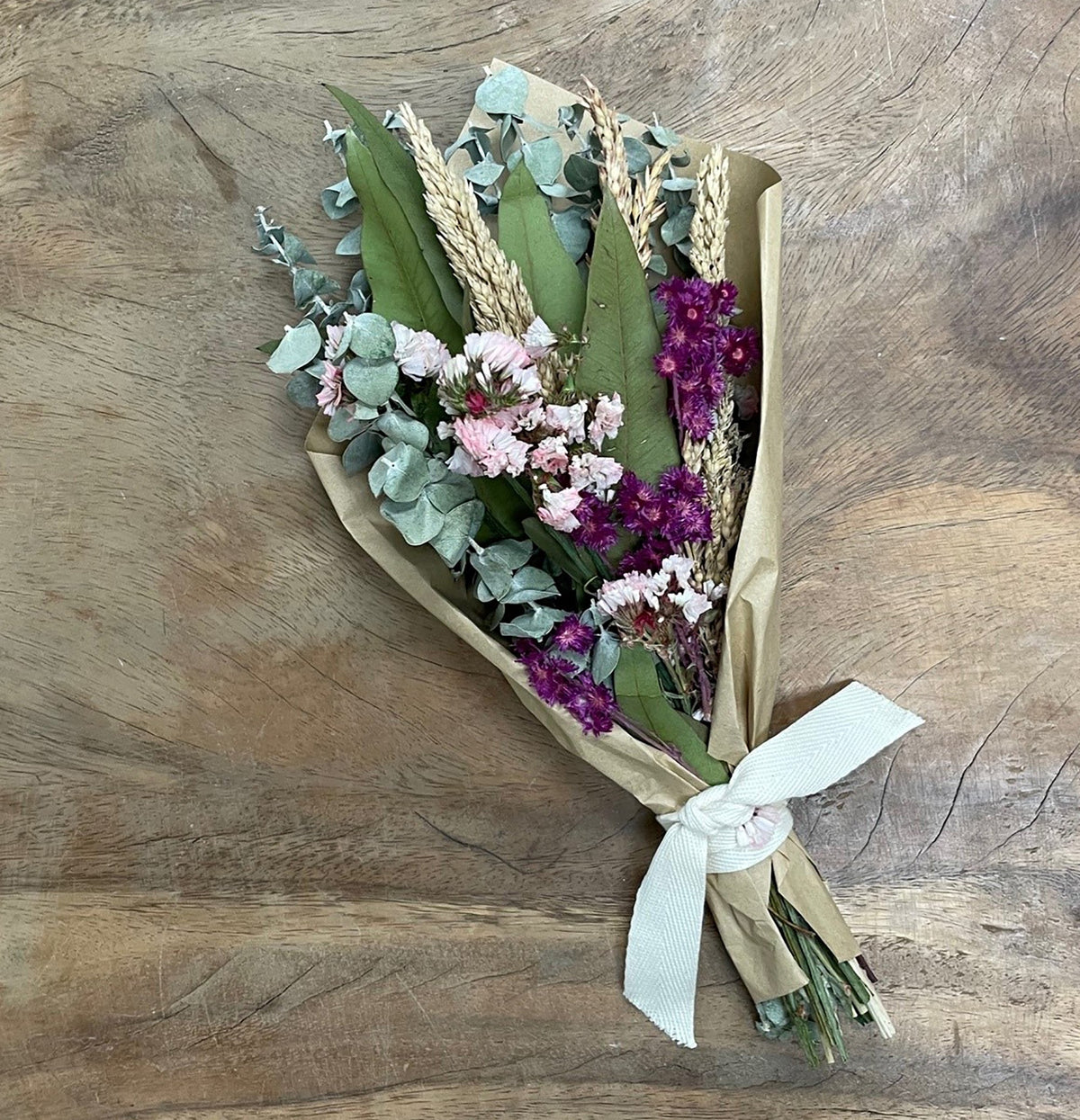 Petite Floral and Eucalyptus 12" Bouquet: Pink Floral