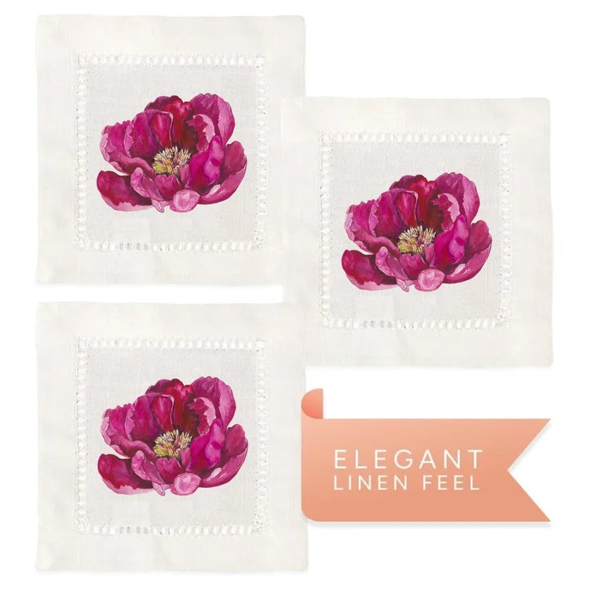 Hemstitch Napkins - Peony (Set of 6)