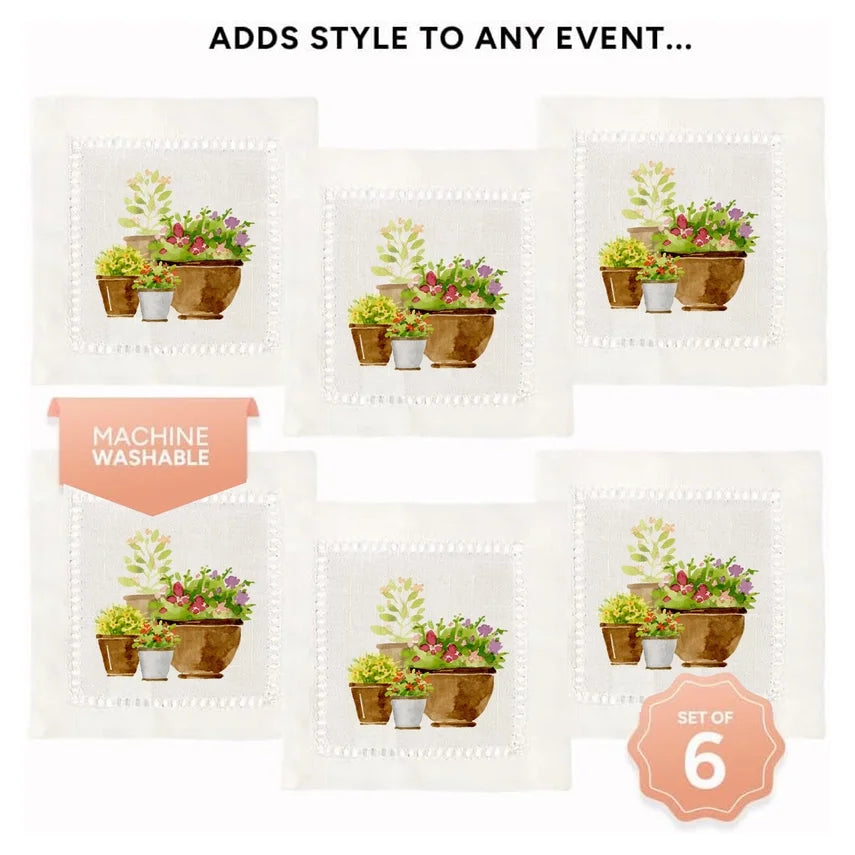 Hemstitch Napkins - Garden (Set of 6)