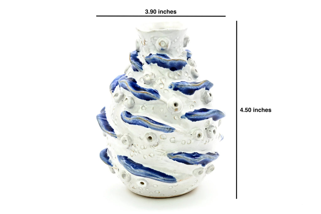 Tidal Reef Blue & White Seaweed Bud Vase
