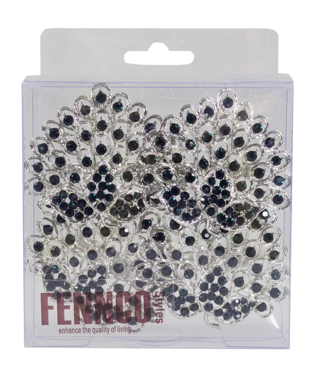 Fennco Styles Rhinestone Crystal Flower Napkin Rings Wedding Holiday Table Decoration - Set of 4