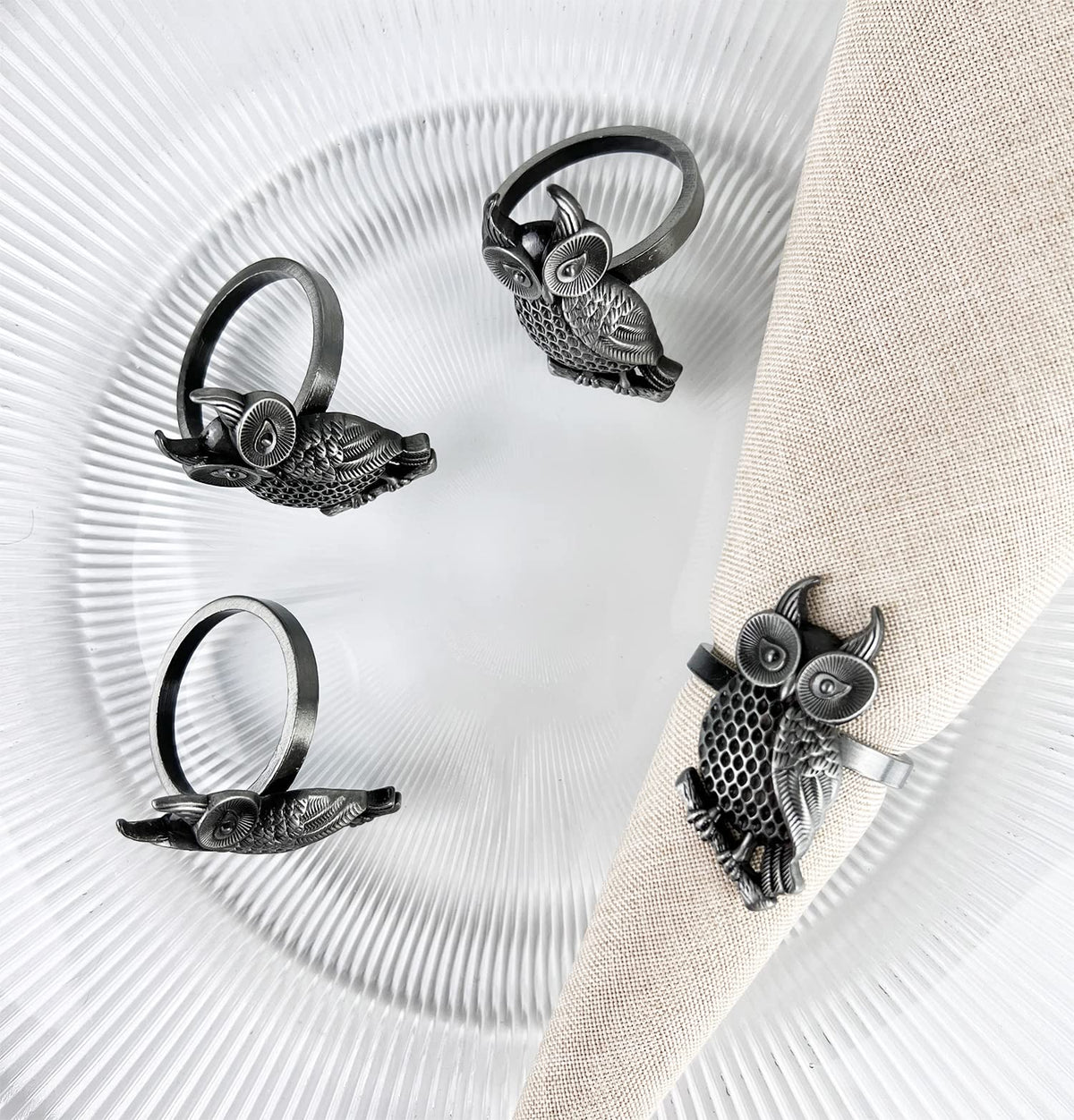 Perched Owl Metal Napkin Rings
