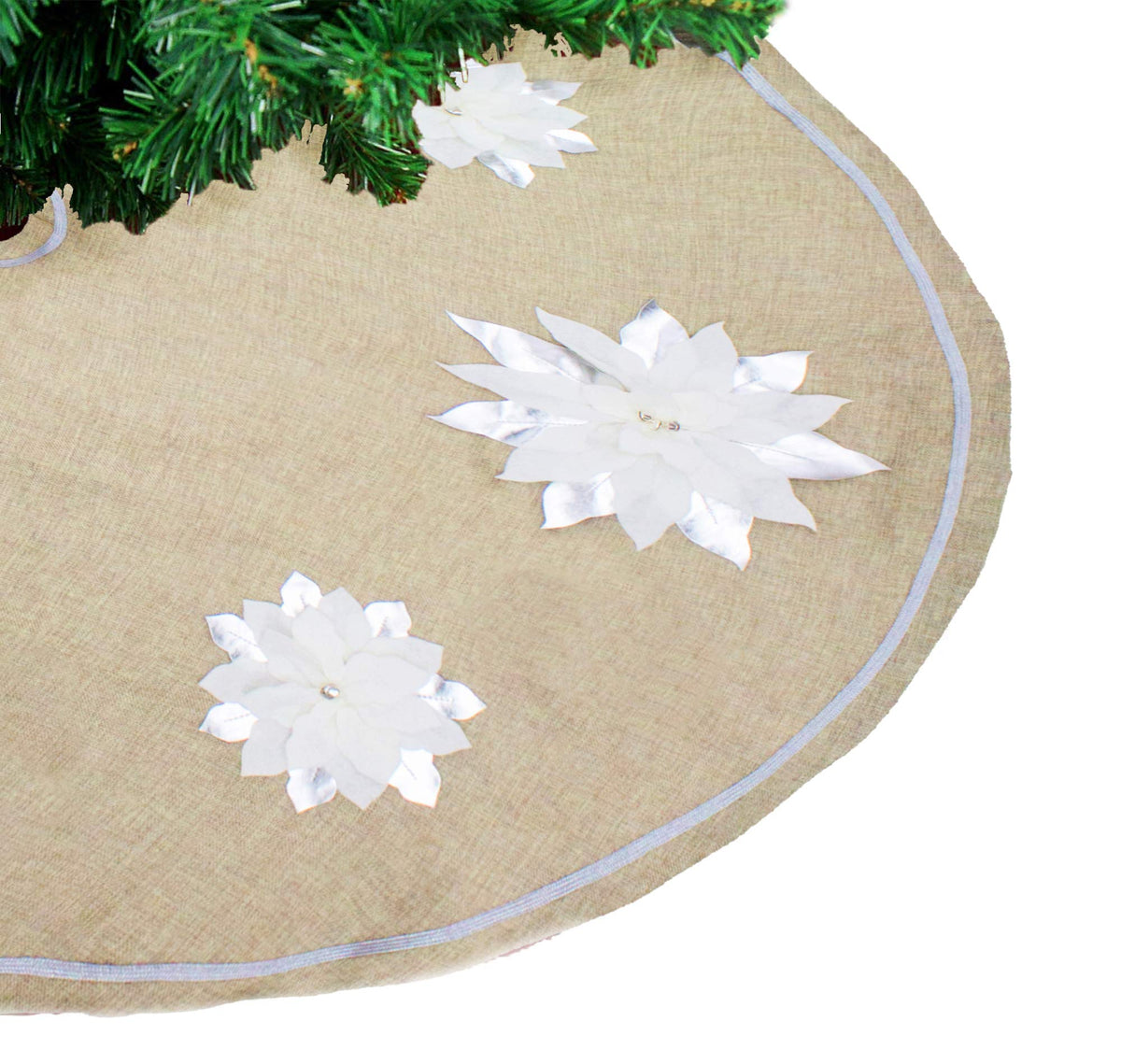 Unique 3D Poinsettia Christmas Tree Skirt (53")