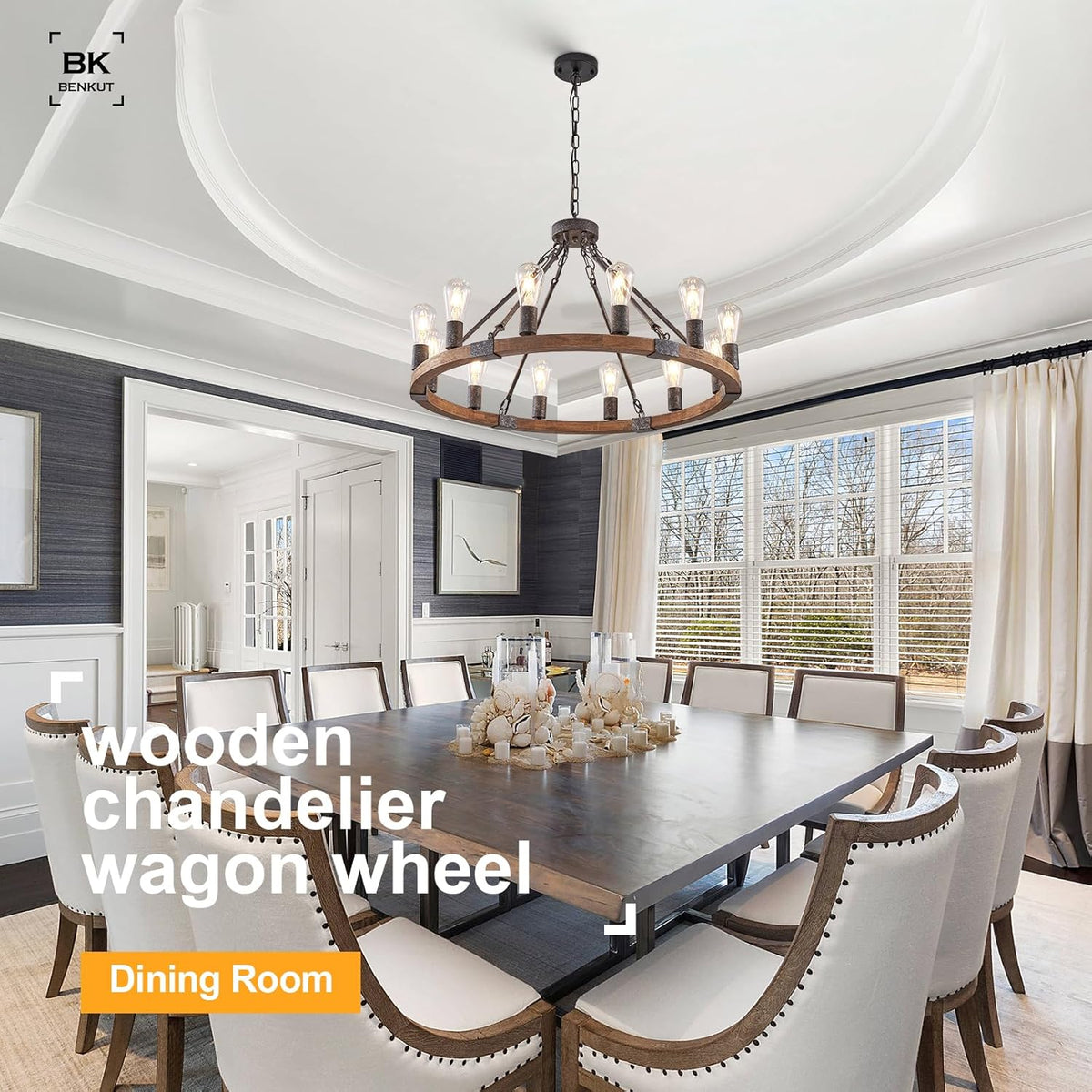 31" Farmhouse Wagon Wheel Chandelier