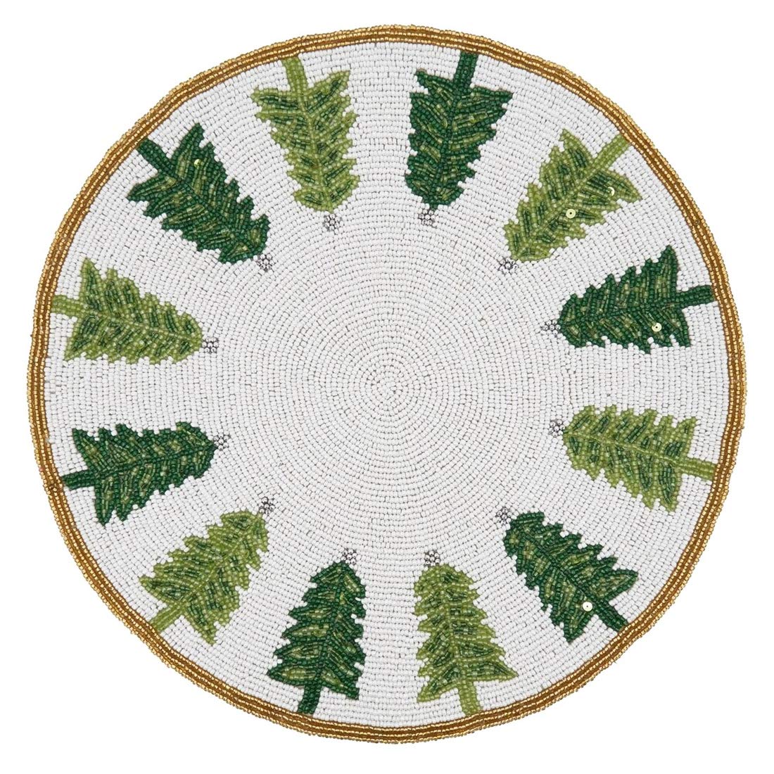 Hand Beaded Christmas Trees Holiday Placemat