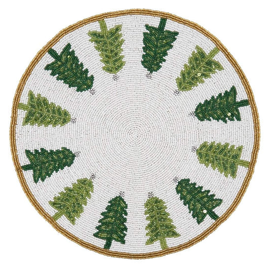 Hand Beaded Christmas Trees Holiday Placemat