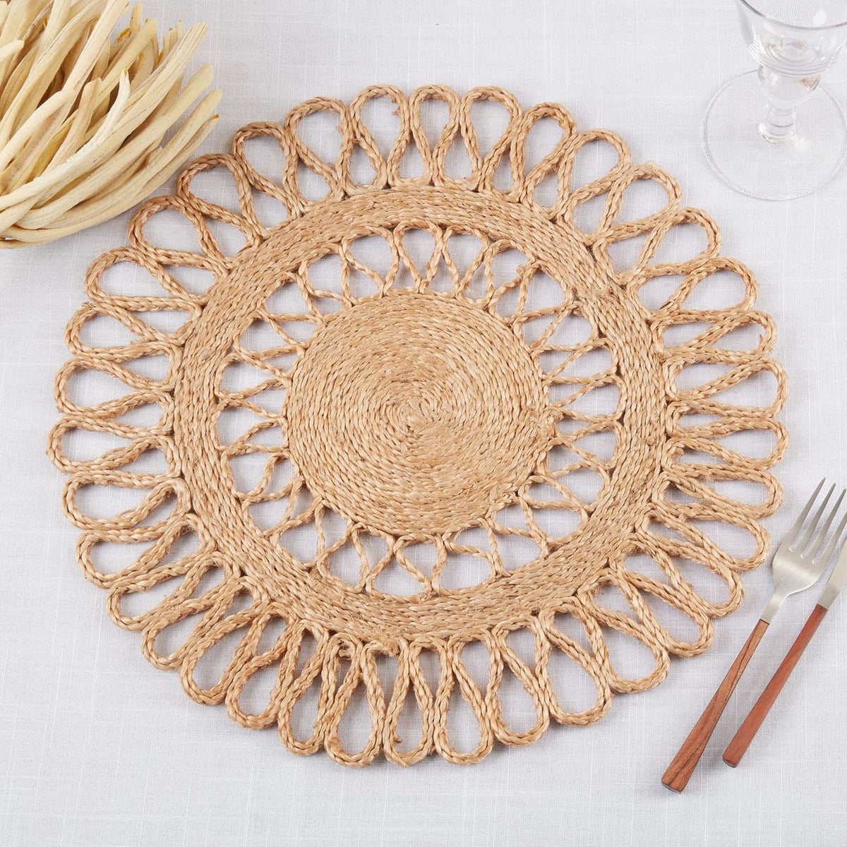 Handwoven Loopy Jute Placemats 16" Round