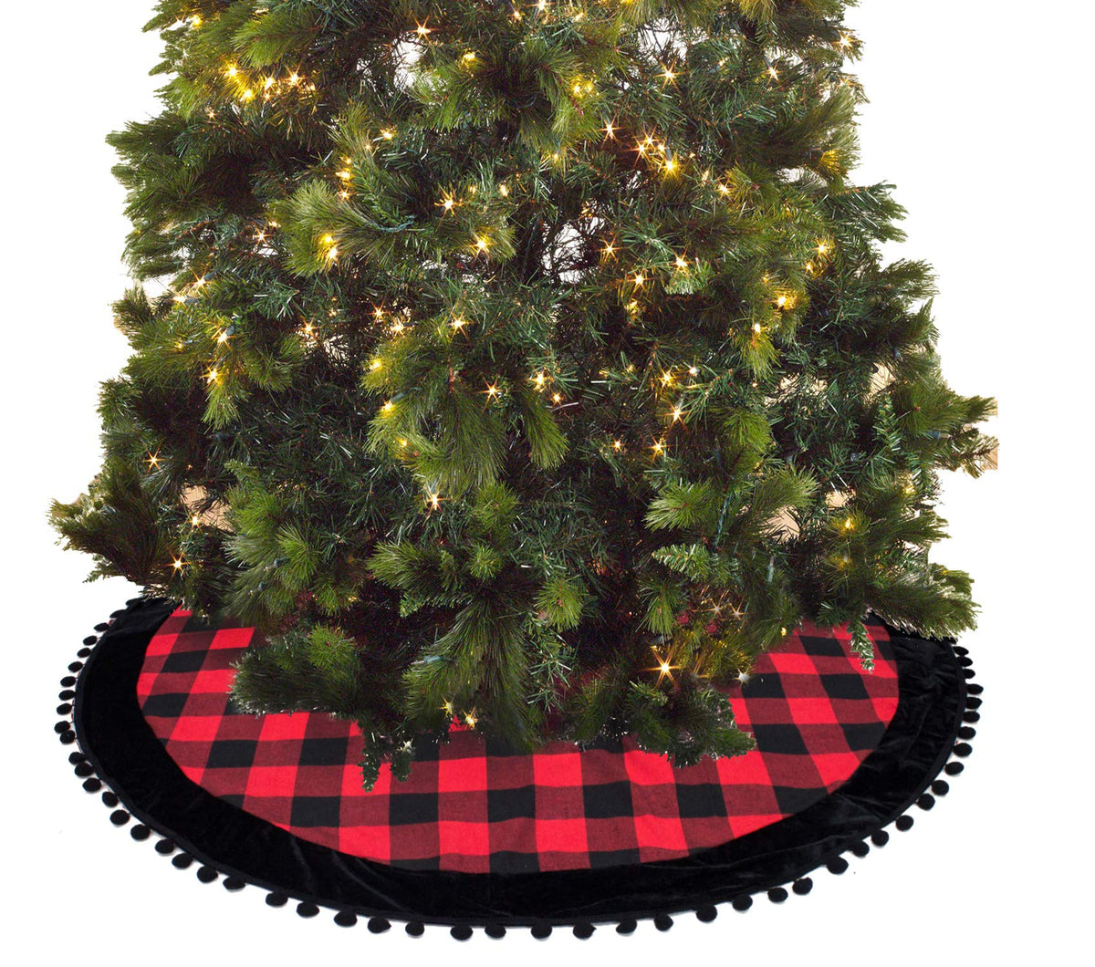 Red & Black Buffalo Plaid Christmas Tree Skirt (53")