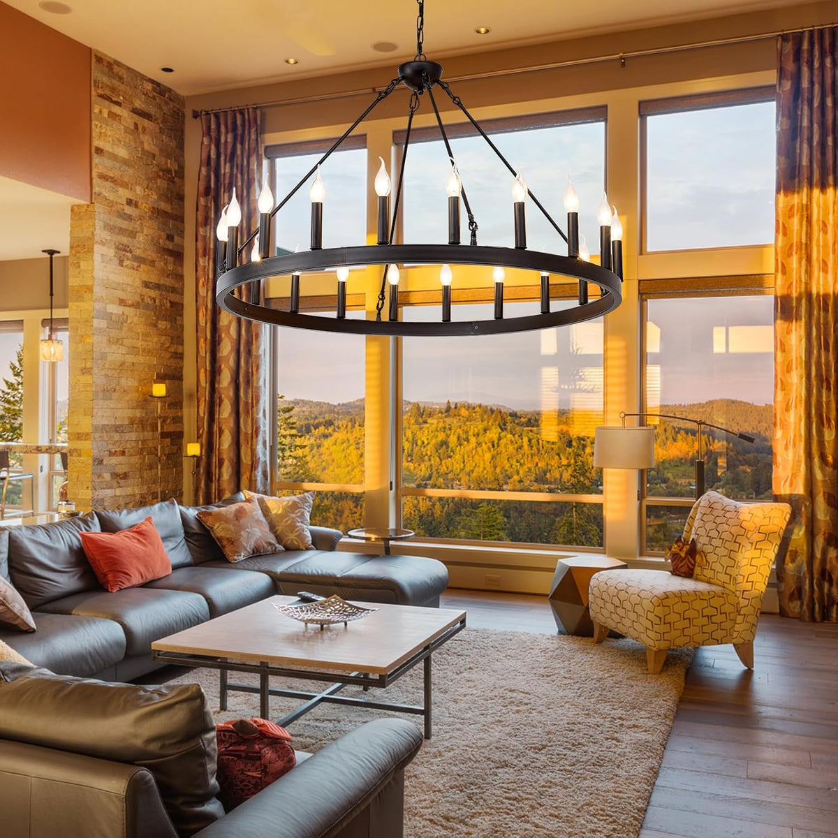 Farmhouse Wagon Wheel Chandelier