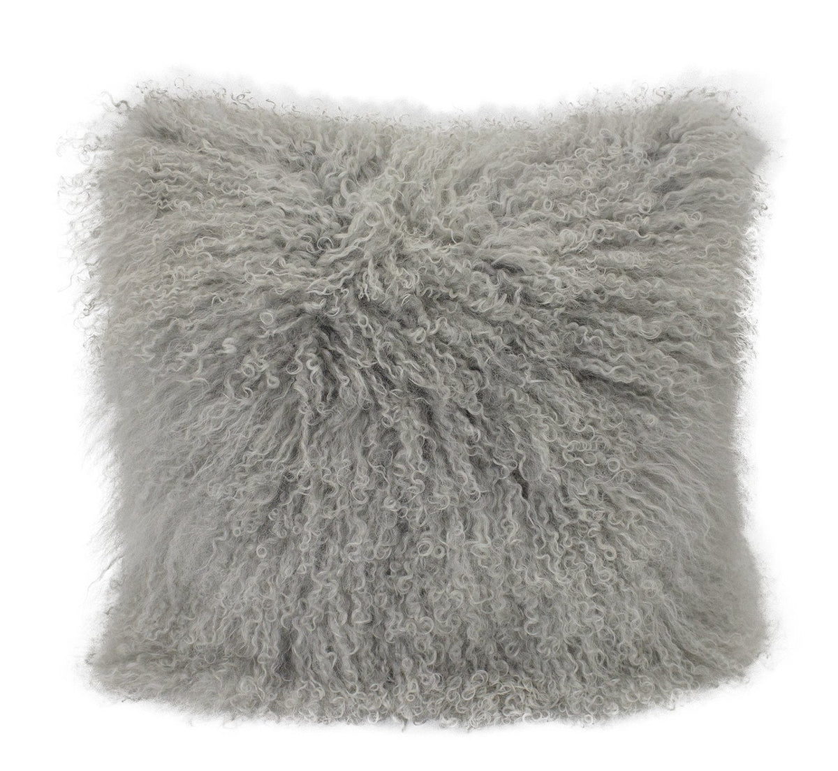 Fennco Styles Luxury Grade A Genuine Mongolian Lamb Fur Down Filled Decorative Throw Pillow