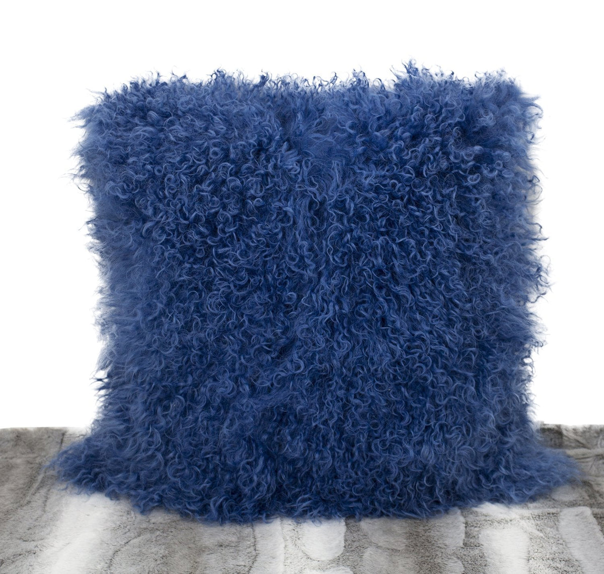 Fennco Styles Luxury Grade A Genuine Mongolian Lamb Fur Down Filled Decorative Throw Pillow