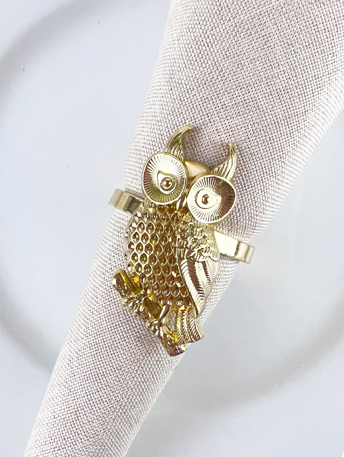 Perched Owl Metal Napkin Rings