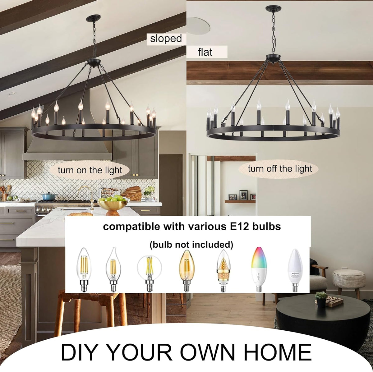 Large Industrial  Black Wagon Wheel Chandelier