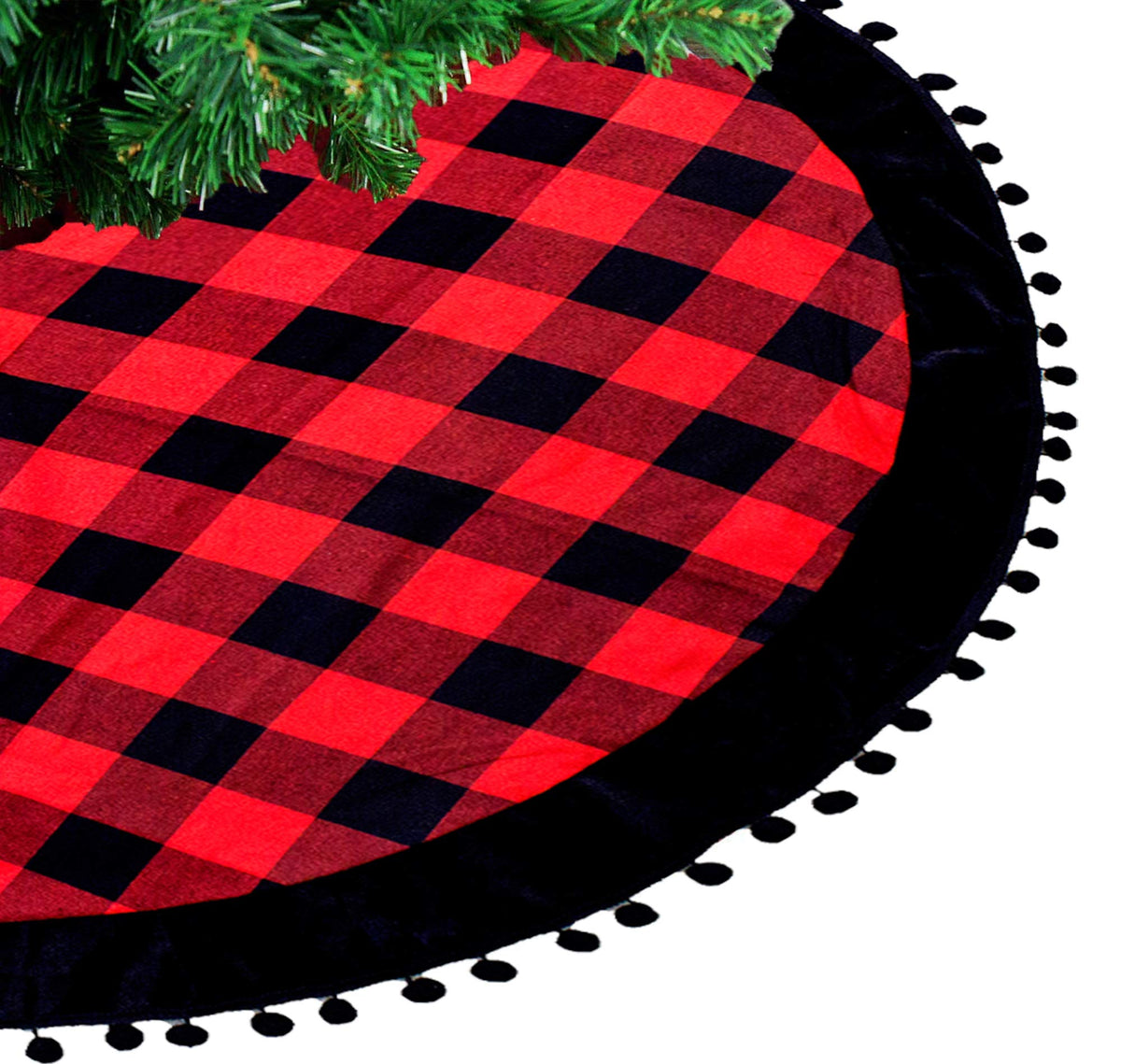 Red & Black Buffalo Plaid Christmas Tree Skirt (53")