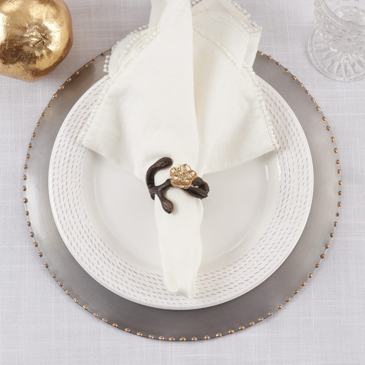 Modern Orchid Twigs Aluminum Napkin Rings