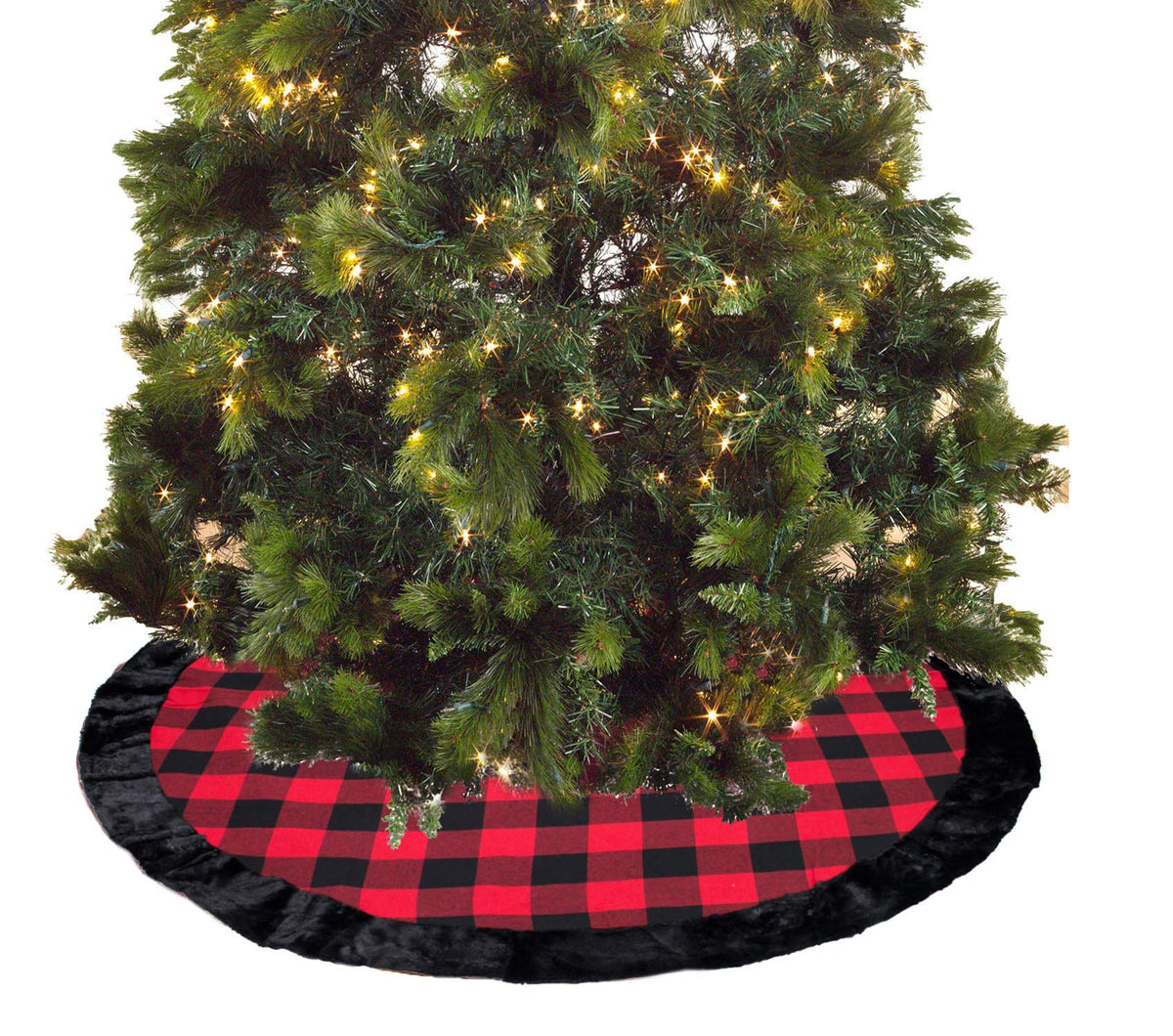 Red & Black Buffalo Plaid Christmas Tree Skirt (53")