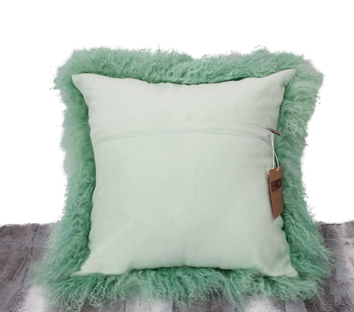 Fennco Styles Luxury Grade A Genuine Mongolian Lamb Fur Down Filled Decorative Throw Pillow