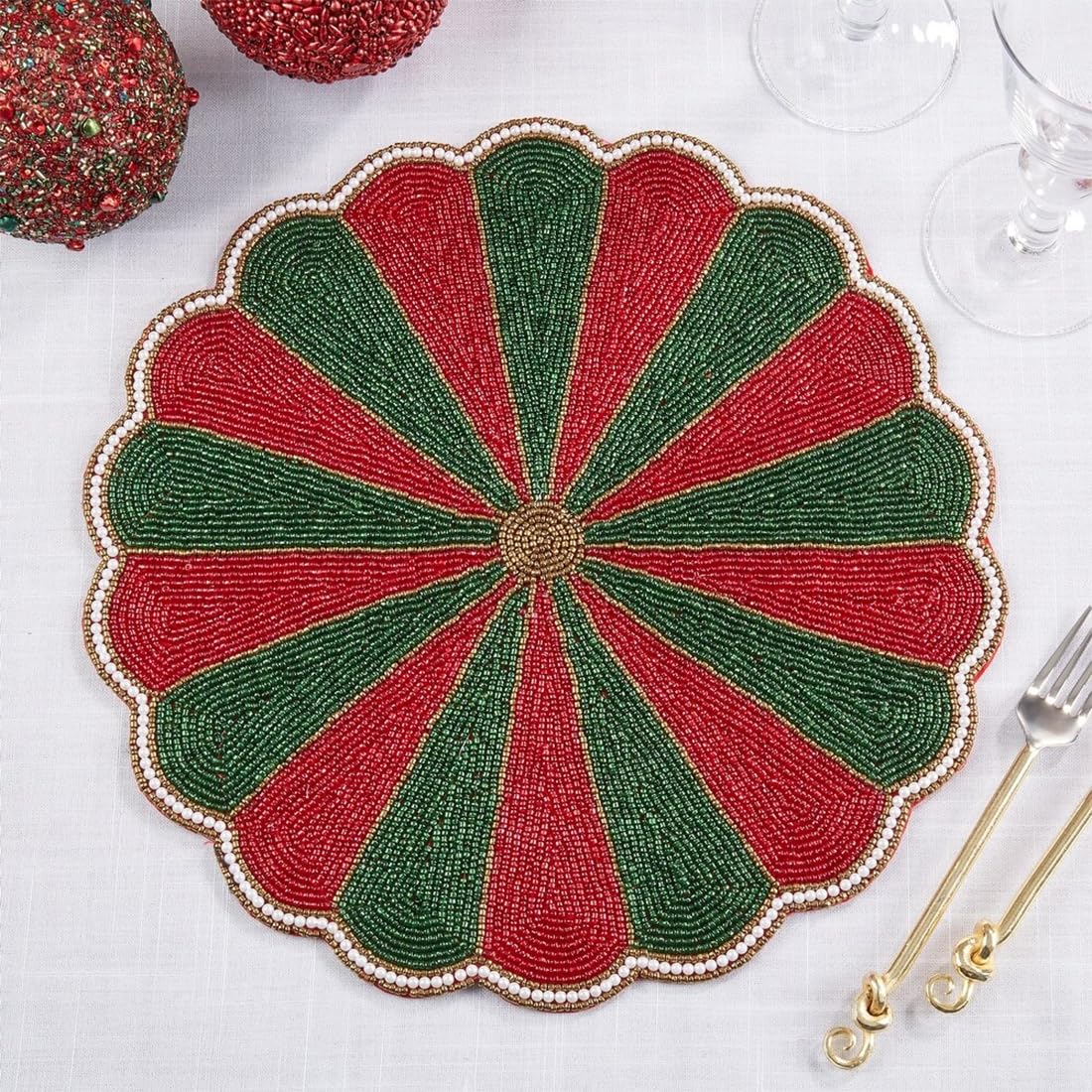 Unique Beaded Pinwheel Holiday Placemat
