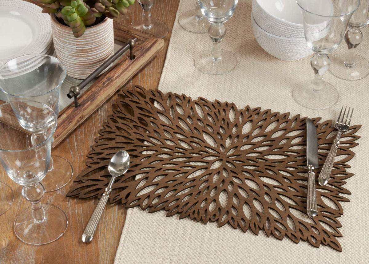 Unique Engineered Wood Laser Cut Placemats 12"x18" Rectangular