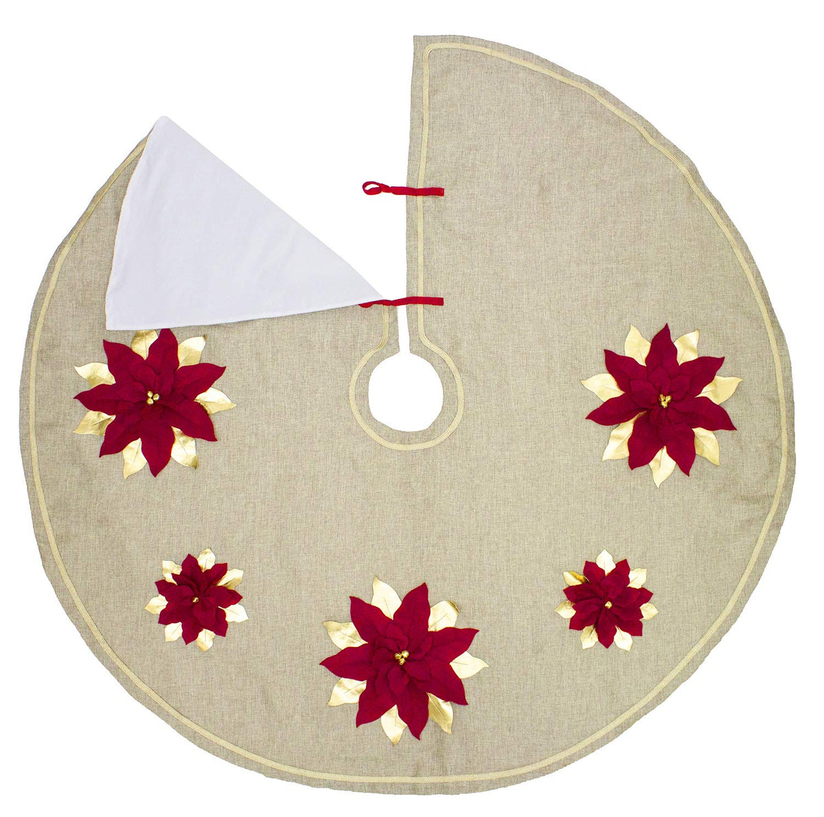 Unique 3D Poinsettia Christmas Tree Skirt (53")