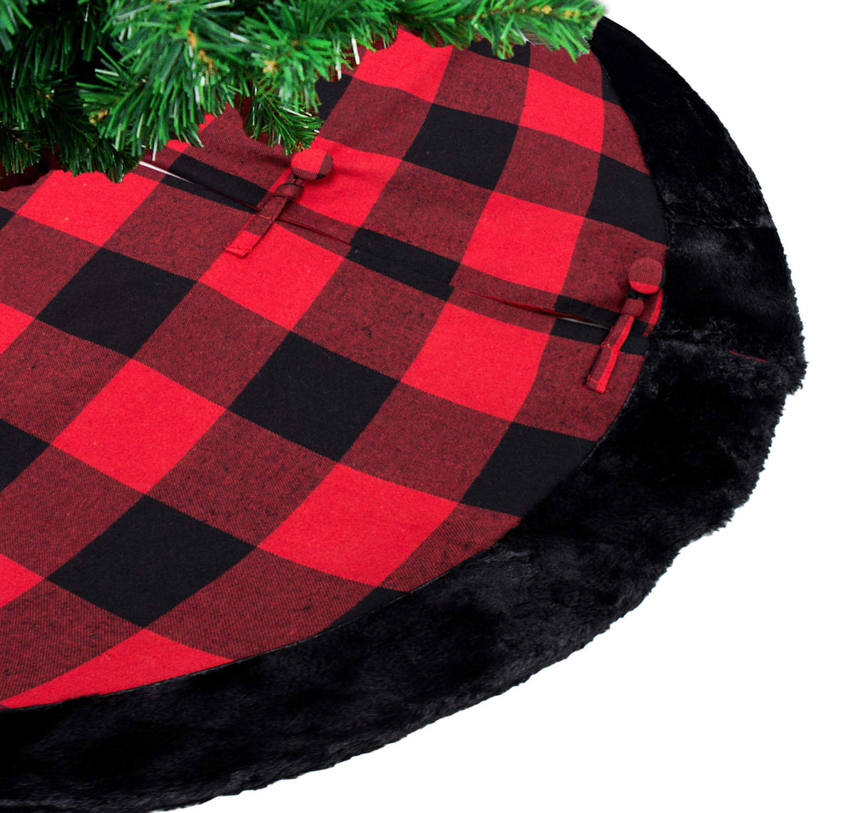 Red & Black Buffalo Plaid Christmas Tree Skirt (53")