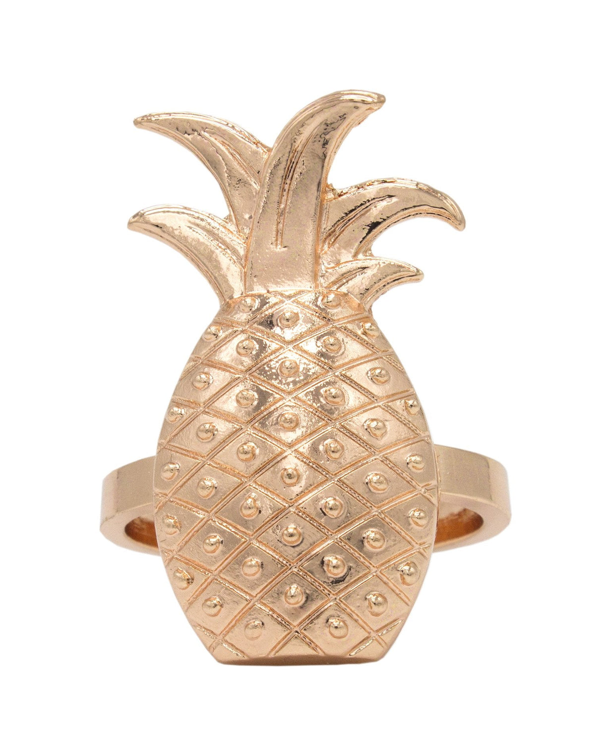 Fennco Styles Stylish Pineapple Metal Napkin Rings - Set of 4