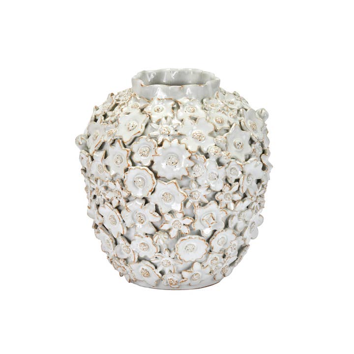 Bouquet De Fleurs White Ceramic Vase Small
